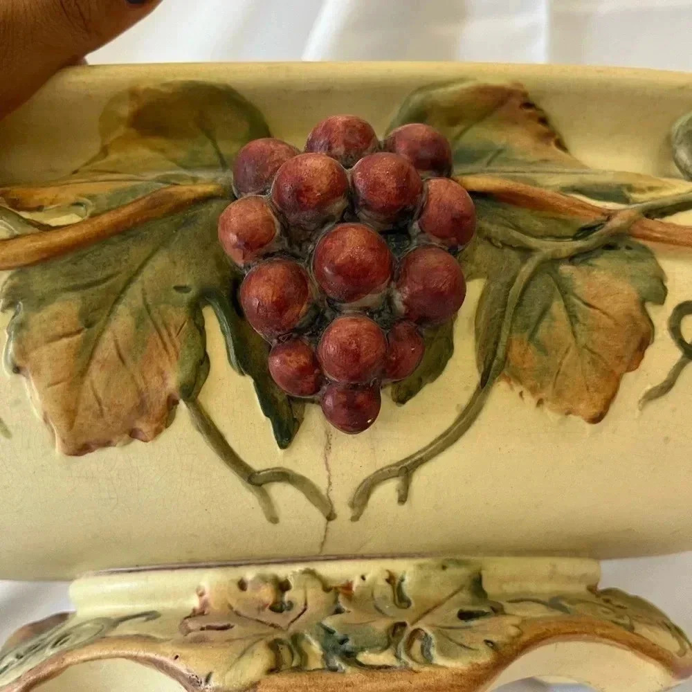 Weller Grape & Vine Motif Large Oval Porcelain Planter/Vase - Picture 6 of 6